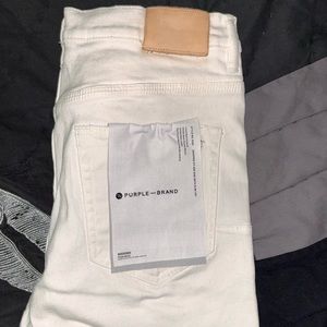 All white jeans made by Purple Brand